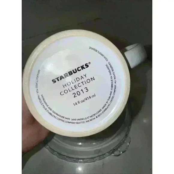 Starbucks Holiday Collection Gold Green Siren White Coffee Mug 2013 Christmas - Picture 11 of 11